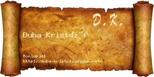 Duba Kristóf névjegykártya